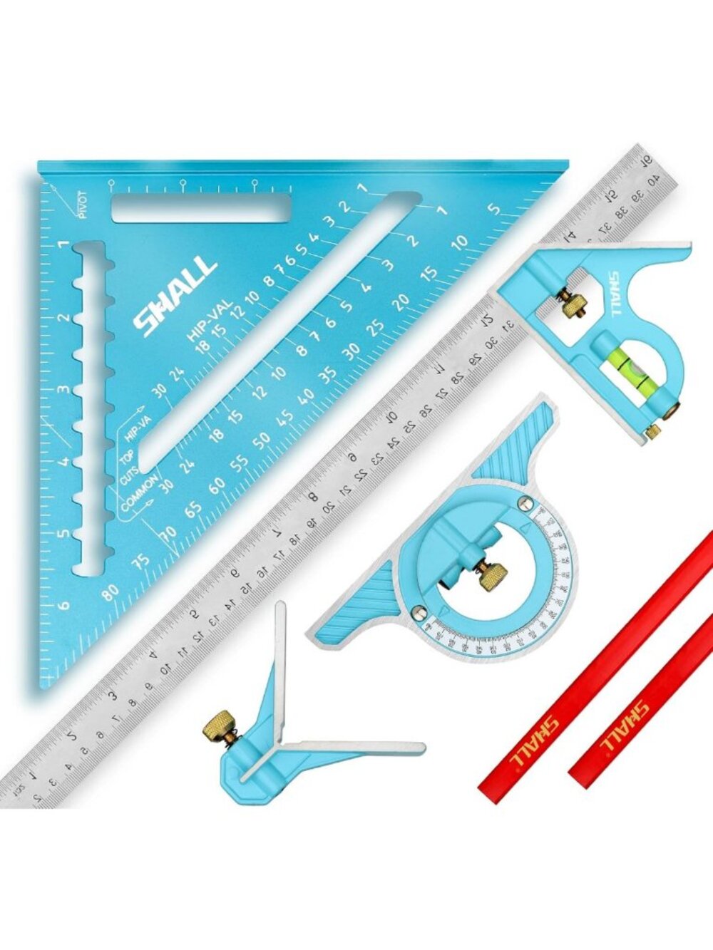 7-Inch Aluminum Carpenter Square & 16-Inch Framing Combo Tool Set with Ruler